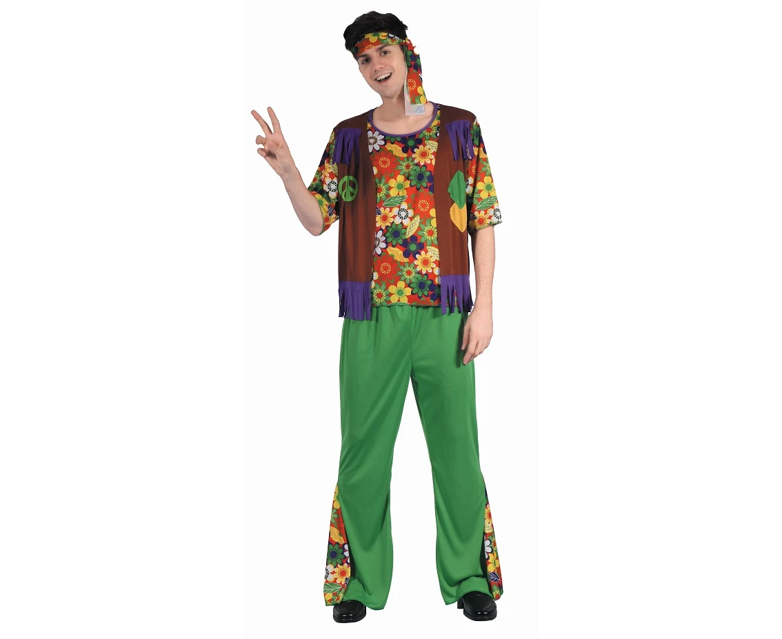 Role play-set for adult Colorfull Hippie (headband, shirt, pants), size 52